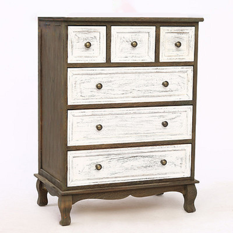 Nautical Matte Finish Storage Chest Solid Wood Bedroom Dresser 24"L x 14"W x 31"H White-Brown Clearhalo 'Bedroom Furniture' 'Dressers & Chests' 'dressers_chests' 'furn' 'furn_dressers_chests' 'Furniture' 5591457