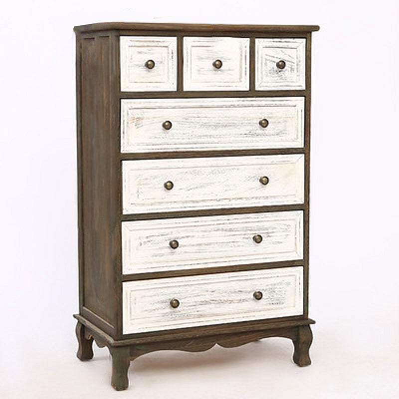 Nautical Matte Finish Storage Chest Solid Wood Bedroom Dresser 23.6"L x 13.8"W x 37.4"H White-Brown Clearhalo 'Bedroom Furniture' 'Dressers & Chests' 'dressers_chests' 'furn' 'furn_dressers_chests' 'Furniture' 5591467