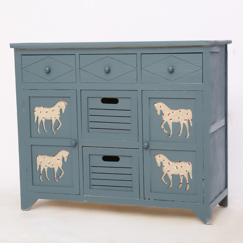 Nautical Matte Finish Storage Chest Solid Wood Bedroom Dresser 35.4"L x 13.8"W x 28.7"H Gray Blue Clearhalo 'Bedroom Furniture' 'Dressers & Chests' 'dressers_chests' 'furn' 'furn_dressers_chests' 'Furniture' 5591480