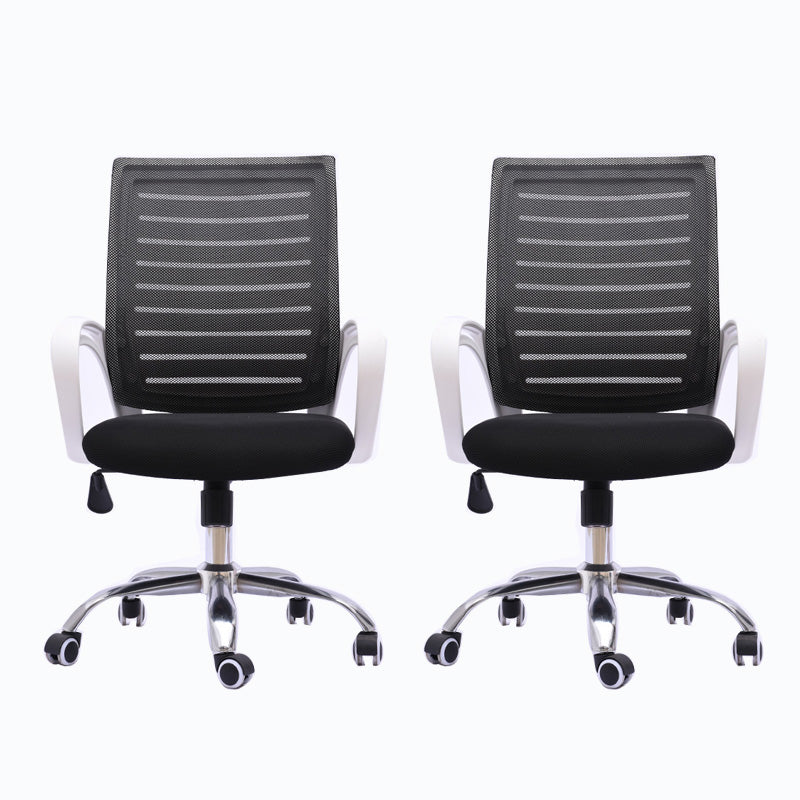Black Mesh Office Chair Plastic Frame Desk Chair with Wheels White 2 Piece Set Clearhalo 'furn' 'furn_office_chair' 'Furniture' 'Office Chairs' 'Office Furniture' 'office_chair' 5591525