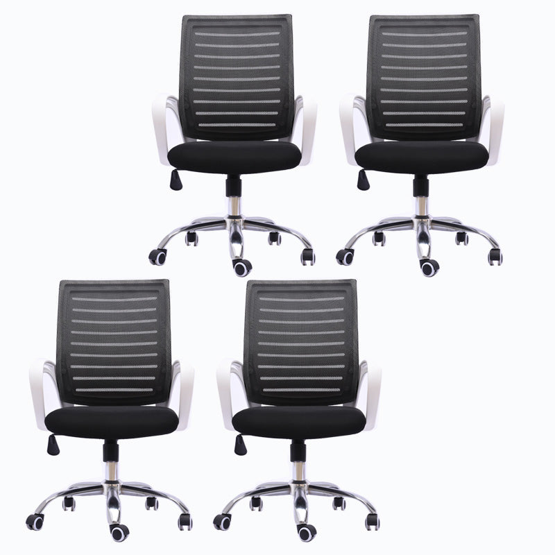 Black Mesh Office Chair Plastic Frame Desk Chair with Wheels White 4 Piece Set Clearhalo 'furn' 'furn_office_chair' 'Furniture' 'Office Chairs' 'Office Furniture' 'office_chair' 5591527