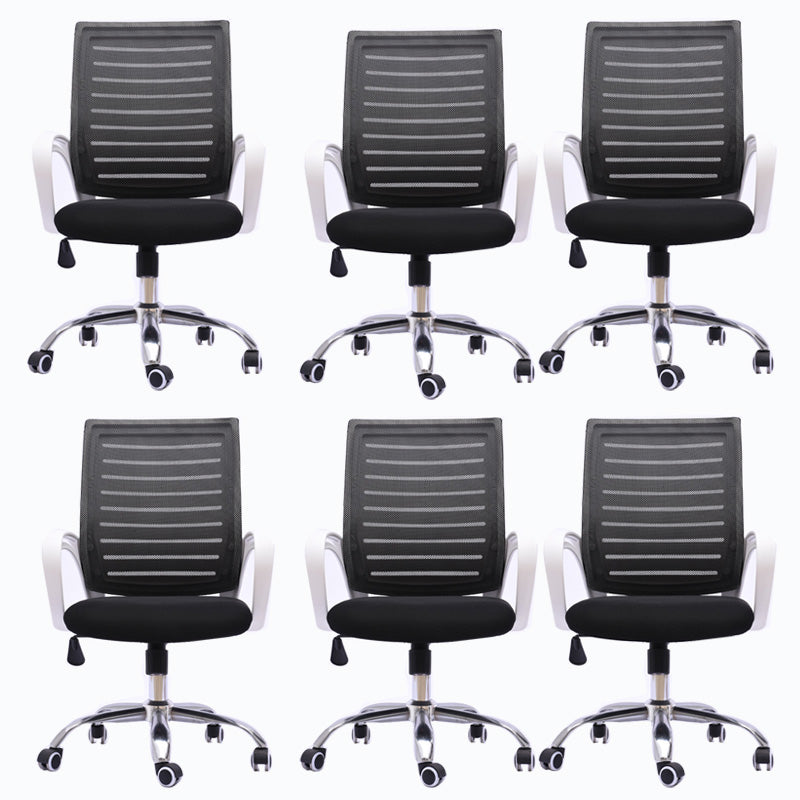 Black Mesh Office Chair Plastic Frame Desk Chair with Wheels White 6 Piece Set Clearhalo 'furn' 'furn_office_chair' 'Furniture' 'Office Chairs' 'Office Furniture' 'office_chair' 5591529