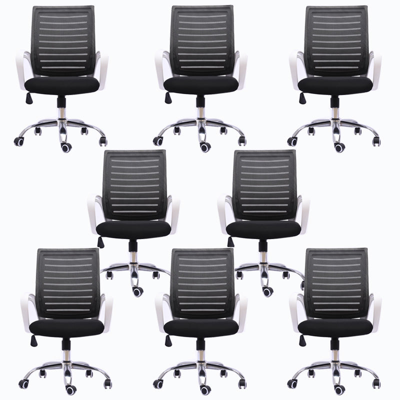 Black Mesh Office Chair Plastic Frame Desk Chair with Wheels White 8 Piece Set Clearhalo 'furn' 'furn_office_chair' 'Furniture' 'Office Chairs' 'Office Furniture' 'office_chair' 5591532