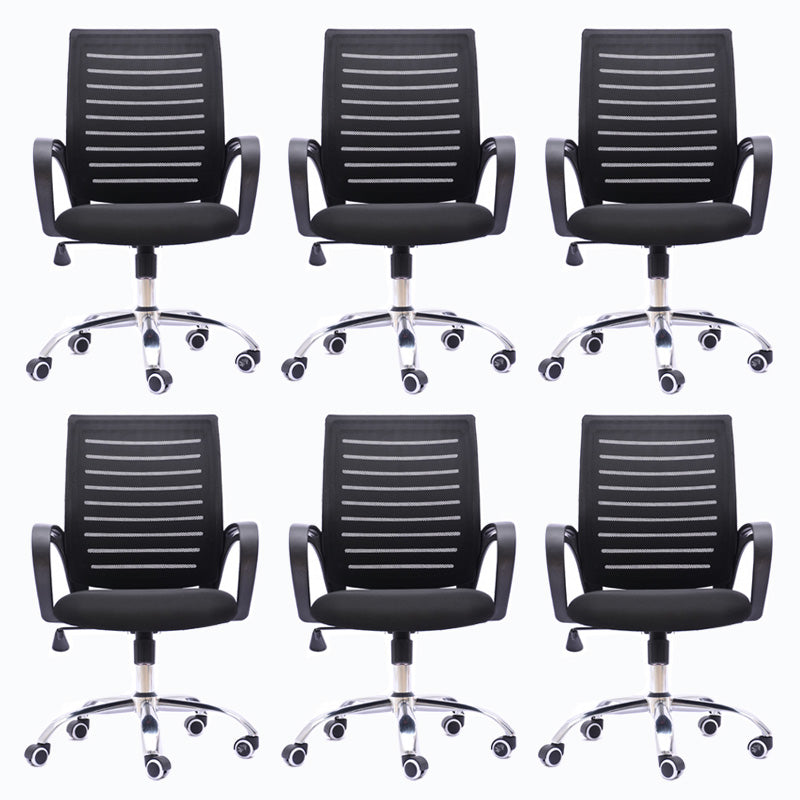 Black Mesh Office Chair Plastic Frame Desk Chair with Wheels Black 6 Piece Set Clearhalo 'furn' 'furn_office_chair' 'Furniture' 'Office Chairs' 'Office Furniture' 'office_chair' 5591539