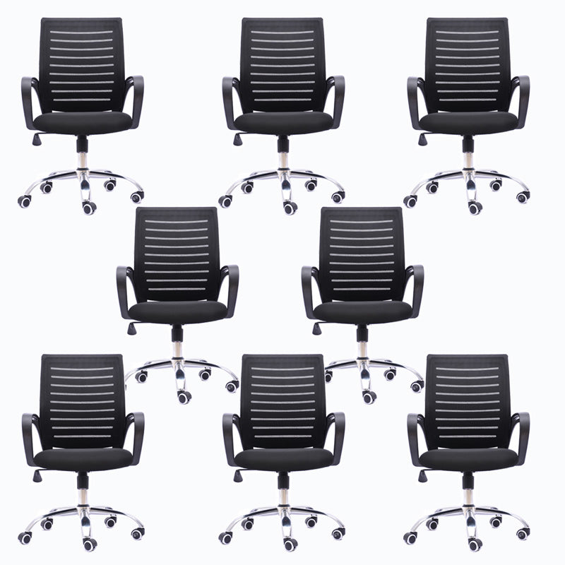 Black Mesh Office Chair Plastic Frame Desk Chair with Wheels Black 8 Piece Set Clearhalo 'furn' 'furn_office_chair' 'Furniture' 'Office Chairs' 'Office Furniture' 'office_chair' 5591540