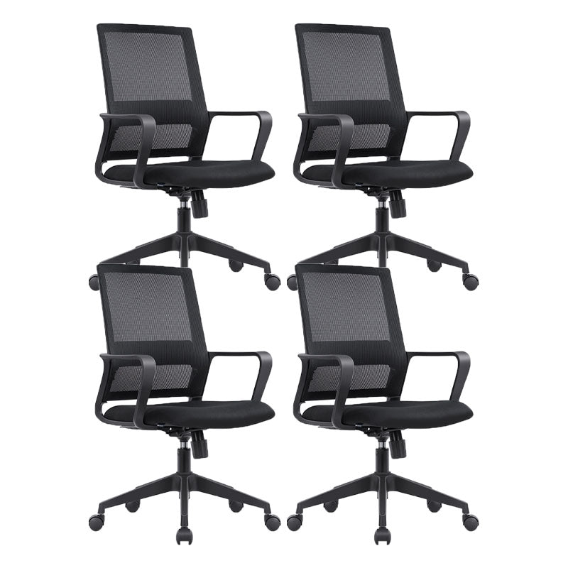 Black Mesh Office Chair Home Rotatable Desk Chair with Wheels 4 Piece Set Casters Included Without Headrest Clearhalo 'furn' 'furn_office_chair' 'Furniture' 'Office Chairs' 'Office Furniture' 'office_chair' 5591557