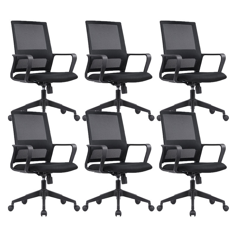 Black Mesh Office Chair Home Rotatable Desk Chair with Wheels 6 Piece Set Casters Included Without Headrest Clearhalo 'furn' 'furn_office_chair' 'Furniture' 'Office Chairs' 'Office Furniture' 'office_chair' 5591558