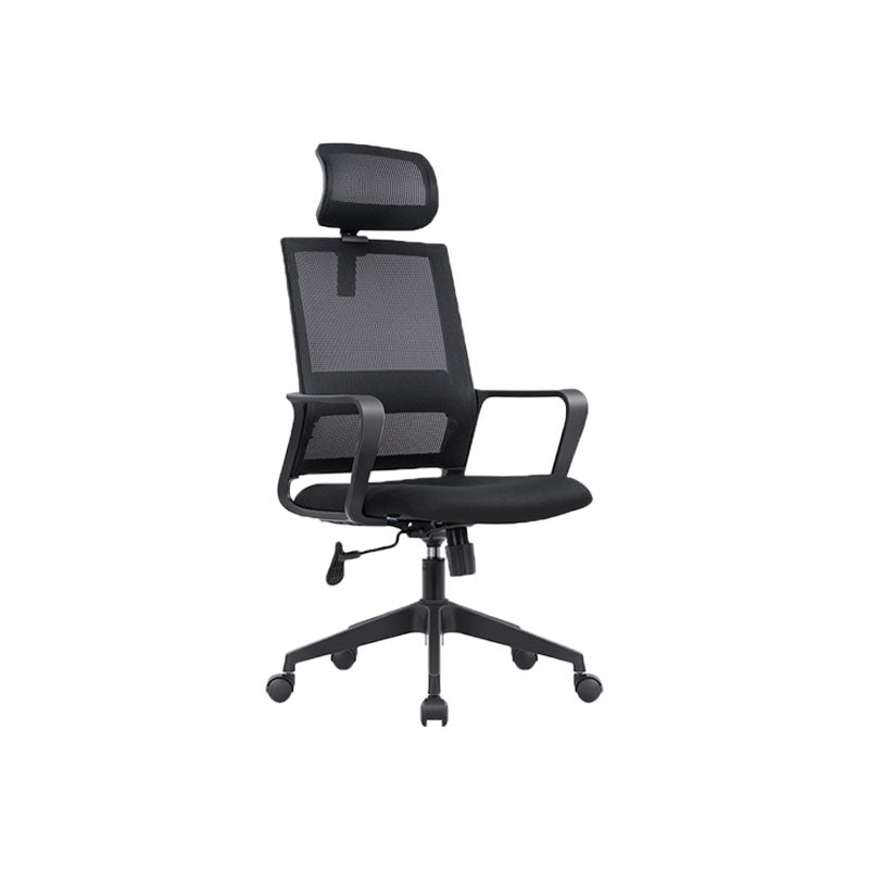 Black Mesh Office Chair Home Rotatable Desk Chair with Wheels 1 Piece Casters Included With Headrest Clearhalo 'furn' 'furn_office_chair' 'Furniture' 'Office Chairs' 'Office Furniture' 'office_chair' 5591562