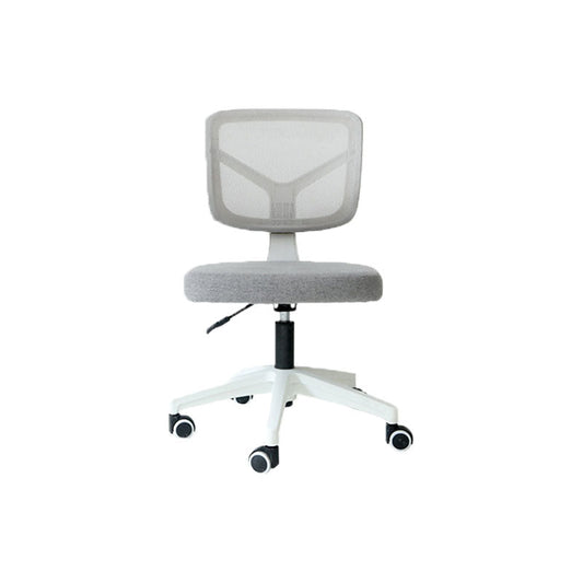 Rotatable Mesh Office Chair Nylon Frame Armless Desk Chair with Wheels Grey 1 Piece