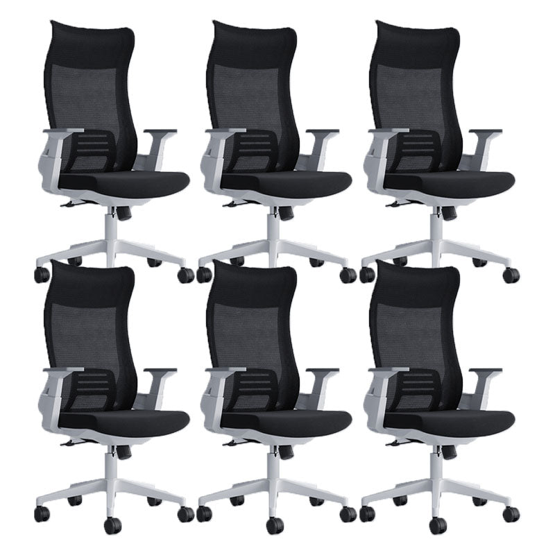 Black High Back Task Chair Nylon Frame Rotatable Mesh Office Chair 6 Piece Set White Clearhalo 'furn' 'furn_office_chair' 'Furniture' 'Office Chairs' 'Office Furniture' 'office_chair' 5591812