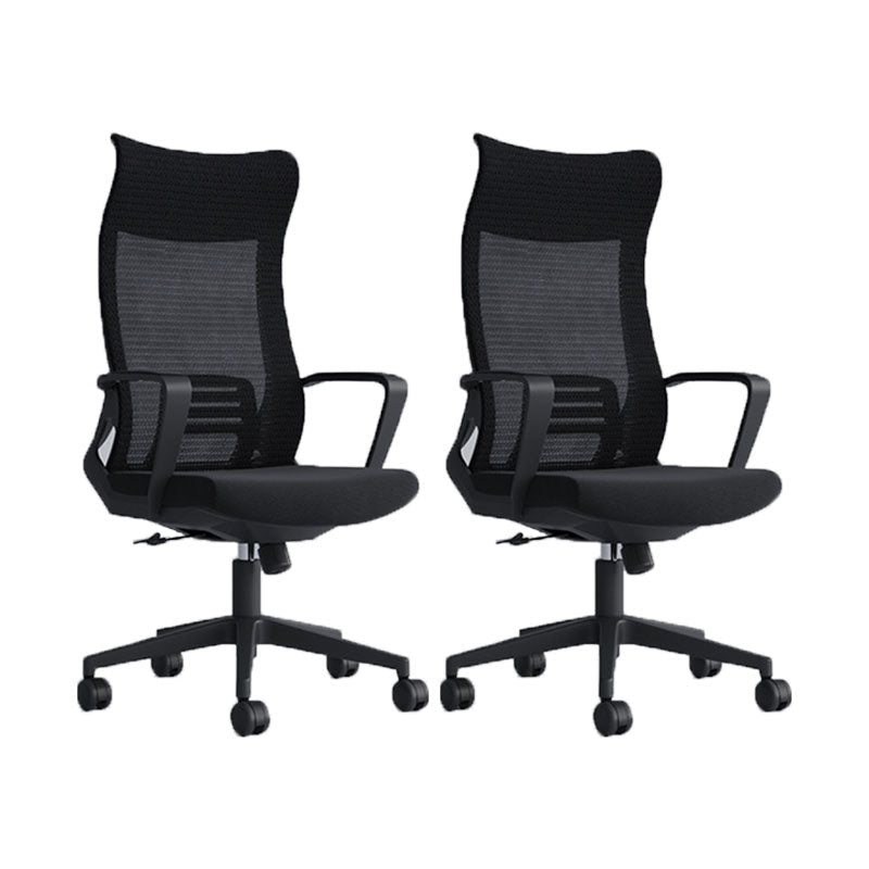 Black High Back Task Chair Nylon Frame Rotatable Mesh Office Chair 2 Piece Set Black Clearhalo 'furn' 'furn_office_chair' 'Furniture' 'Office Chairs' 'Office Furniture' 'office_chair' 5591817