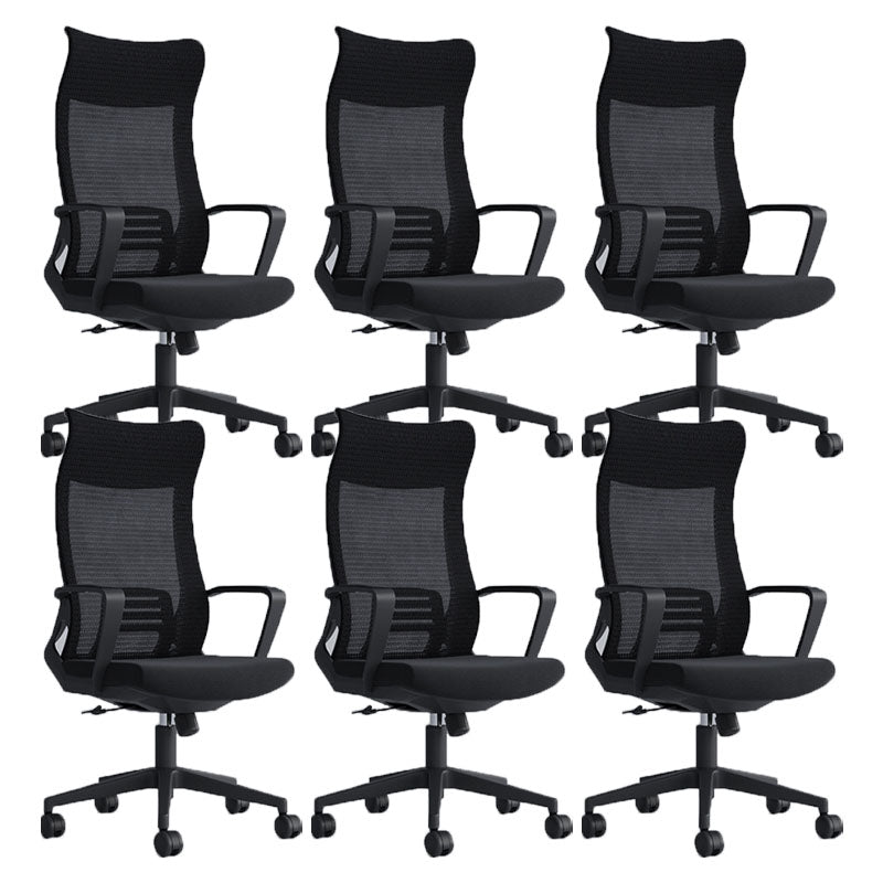 Black High Back Task Chair Nylon Frame Rotatable Mesh Office Chair 6 Piece Set Black Clearhalo 'furn' 'furn_office_chair' 'Furniture' 'Office Chairs' 'Office Furniture' 'office_chair' 5591821