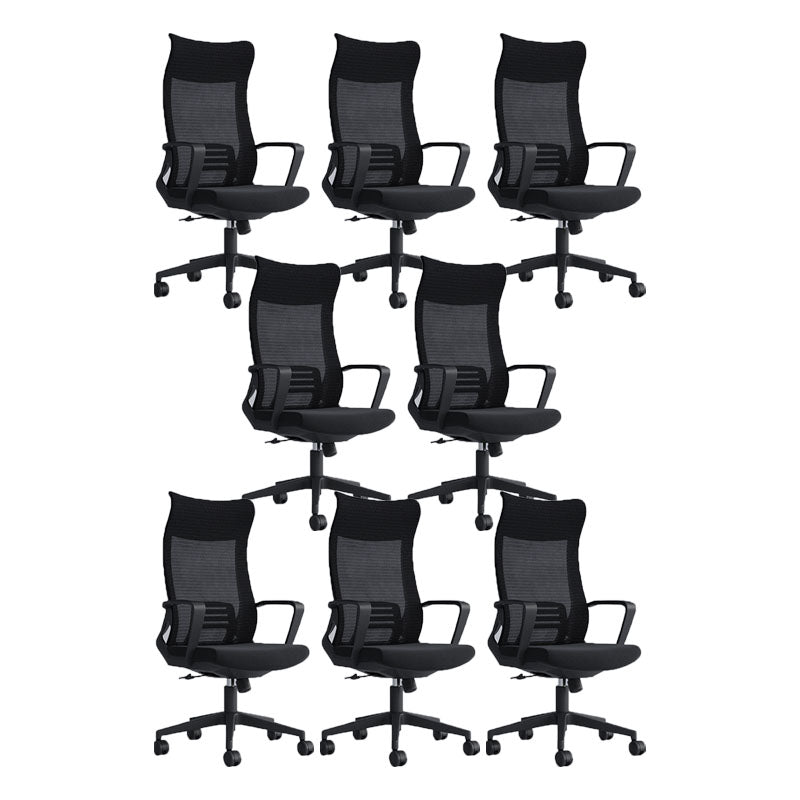 Black High Back Task Chair Nylon Frame Rotatable Mesh Office Chair 8 Piece Set Black Clearhalo 'furn' 'furn_office_chair' 'Furniture' 'Office Chairs' 'Office Furniture' 'office_chair' 5591823