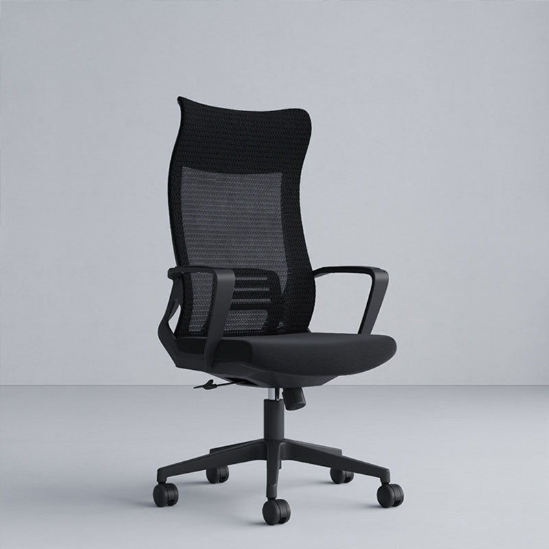 Black High Back Task Chair Nylon Frame Rotatable Mesh Office Chair Clearhalo 'furn' 'furn_office_chair' 'Furniture' 'Office Chairs' 'Office Furniture' 'office_chair' 5591824