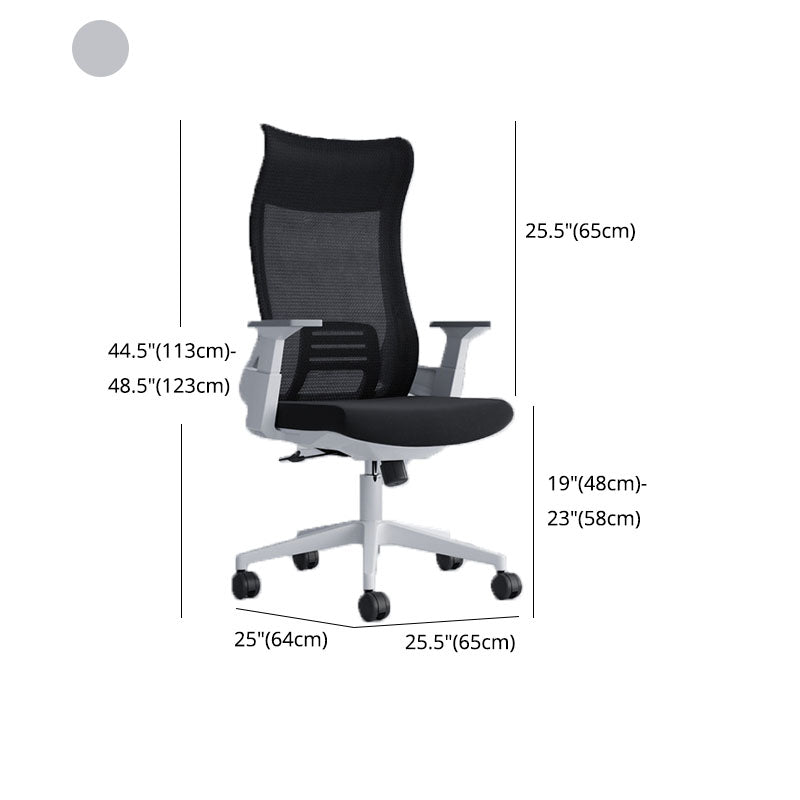 Black High Back Task Chair Nylon Frame Rotatable Mesh Office Chair Clearhalo 'furn' 'furn_office_chair' 'Furniture' 'Office Chairs' 'Office Furniture' 'office_chair' 5591826