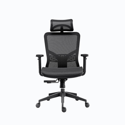 Chaise de bureau rotative en maille avec dossier haut noir, chaise de travail avec roulettes