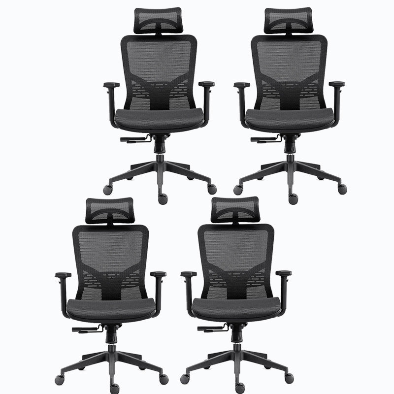 Chaise de bureau rotative en maille avec dossier haut noir, chaise de travail avec roulettes