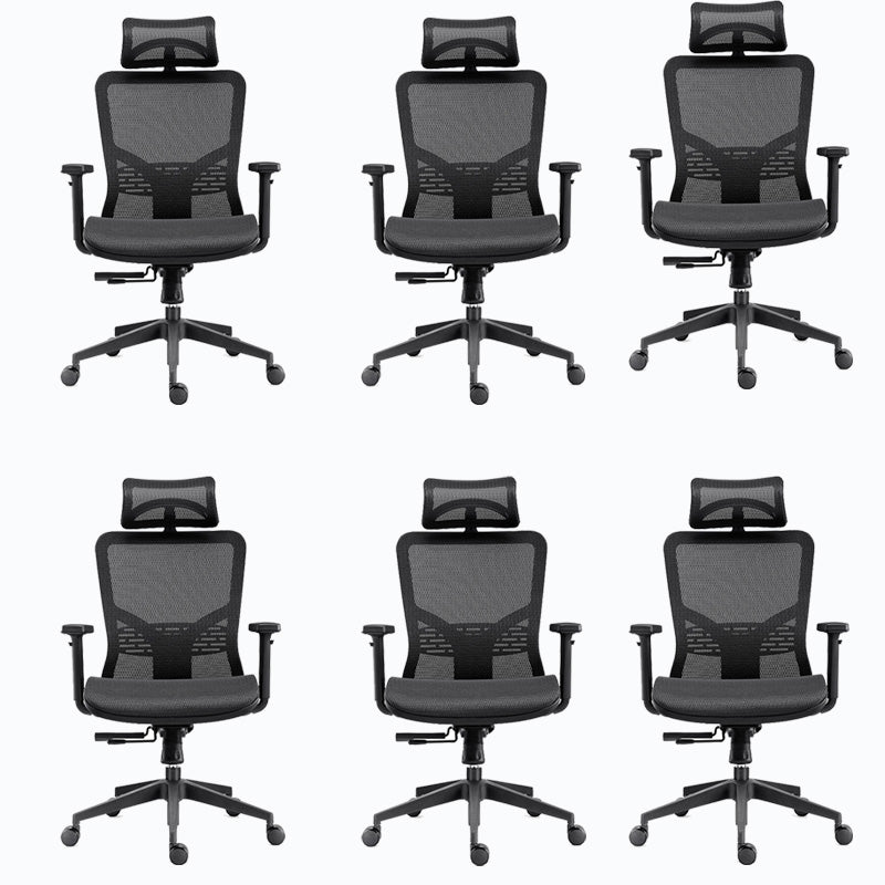 Chaise de bureau rotative en maille avec dossier haut noir, chaise de travail avec roulettes