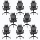 Chaise de bureau rotative en maille avec dossier haut noir, chaise de travail avec roulettes