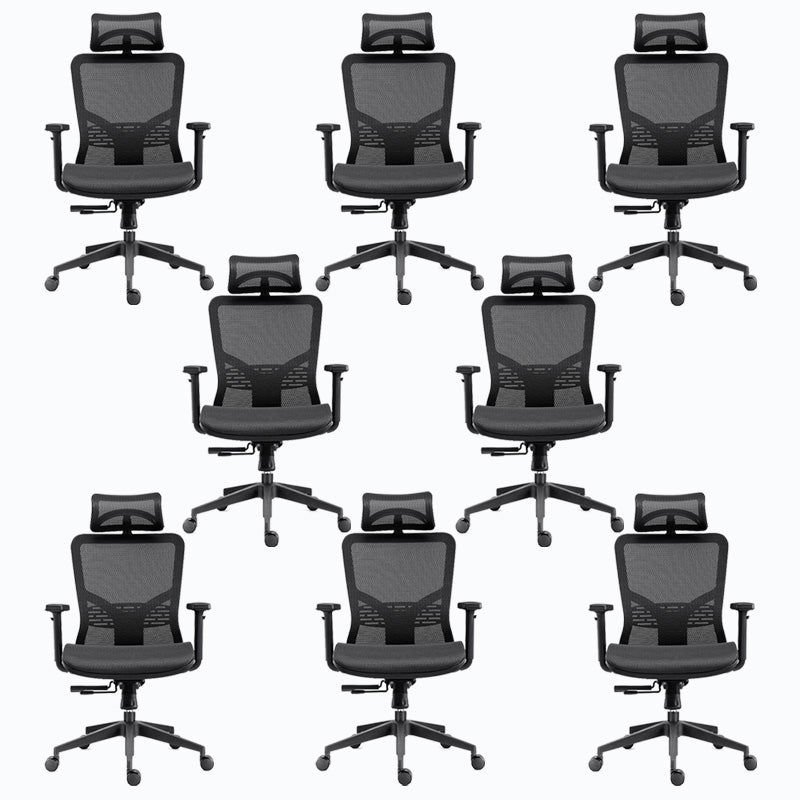 Chaise de bureau rotative en maille avec dossier haut noir, chaise de travail avec roulettes