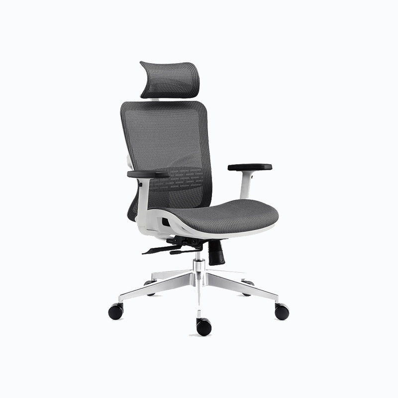 Chaise de bureau rotative en maille avec dossier haut noir, chaise de travail avec roulettes