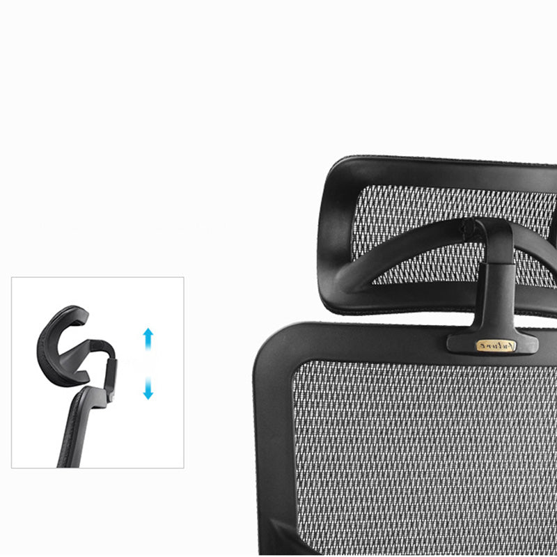 Chaise de bureau rotative en maille avec dossier haut noir, chaise de travail avec roulettes