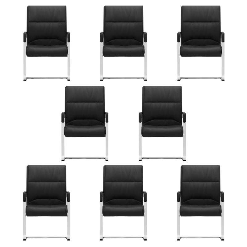 Silla de tareas de la mitad de la espalda silla de oficina de brazo fijo negro / naranja con base de metal