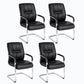 Mid Back Task Chair Black Leather Fixed Arm Office Chair with Steel Base 4 Piece Set Clearhalo 'furn' 'furn_office_chair' 'Furniture' 'Office Chairs' 'Office Furniture' 'office_chair' 5591924