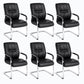 Mid Back Task Chair Black Leather Fixed Arm Office Chair with Steel Base 6 Piece Set Clearhalo 'furn' 'furn_office_chair' 'Furniture' 'Office Chairs' 'Office Furniture' 'office_chair' 5591926