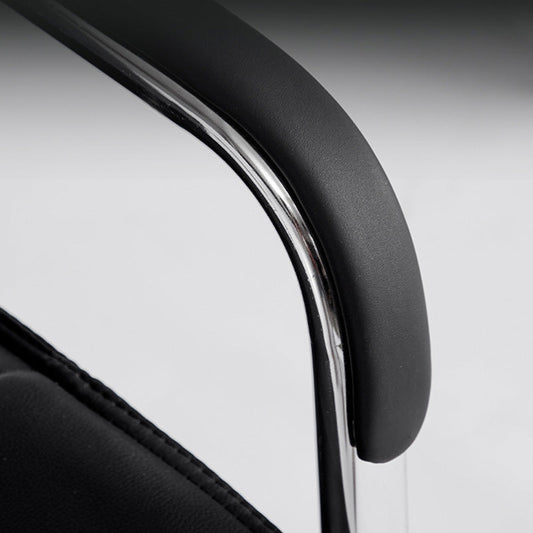 Mid Back Task Chair Black Leather Fixed Arm Office Chair with Steel Base Clearhalo 'furn' 'furn_office_chair' 'Furniture' 'Office Chairs' 'Office Furniture' 'office_chair' 5591927