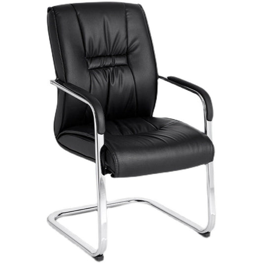 Mid Back Task Chair Black Leather Fixed Arm Office Chair with Steel Base Clearhalo 'furn' 'furn_office_chair' 'Furniture' 'Office Chairs' 'Office Furniture' 'office_chair' 5591929