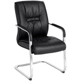 Mid Back Task Chair Black Leather Fixed Arm Office Chair with Steel Base Clearhalo 'furn' 'furn_office_chair' 'Furniture' 'Office Chairs' 'Office Furniture' 'office_chair' 5591929
