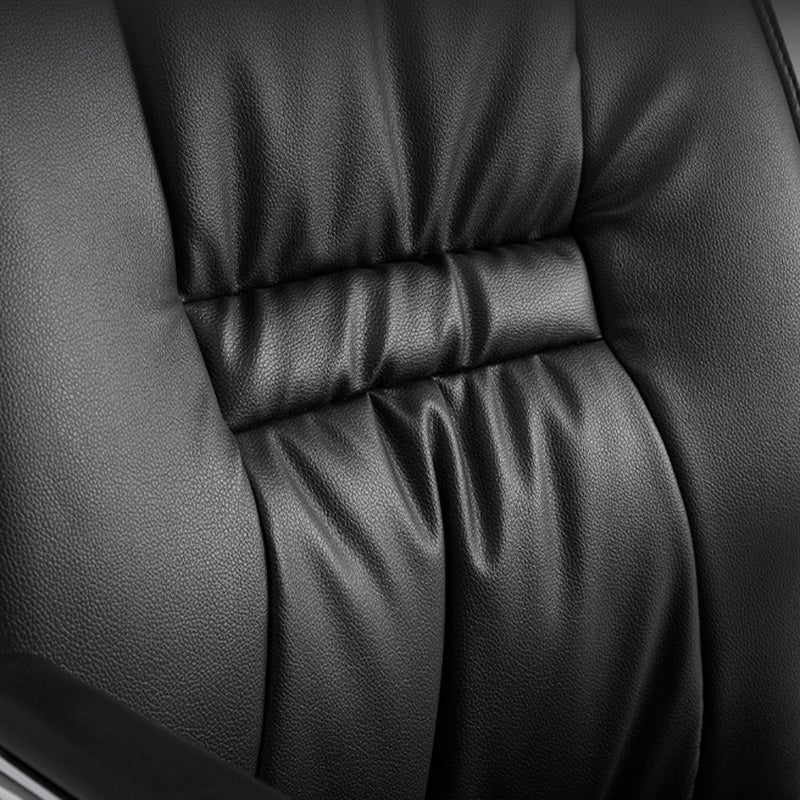 Mid Back Task Chair Black Leather Fixed Arm Office Chair with Steel Base Clearhalo 'furn' 'furn_office_chair' 'Furniture' 'Office Chairs' 'Office Furniture' 'office_chair' 5591933