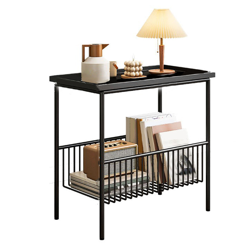 Manota moderno comodino in metallo a ripieno inossidabile aperto incluso tavolo notturno con gambe