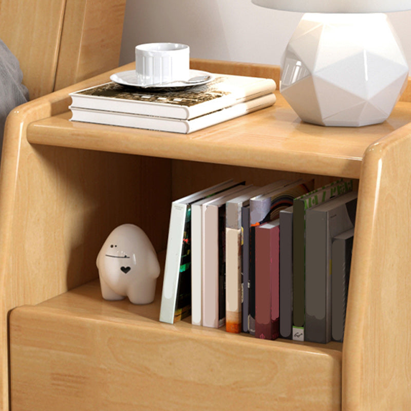 Solid Wood Night Table Modern 20 Inch H 1-Drawer Open Storage Nightstand with Legs Clearhalo 'Bedroom Furniture' 'furn' 'furn_night_stand' 'Furniture' 'night_stand' 'Nightstands' 5592078