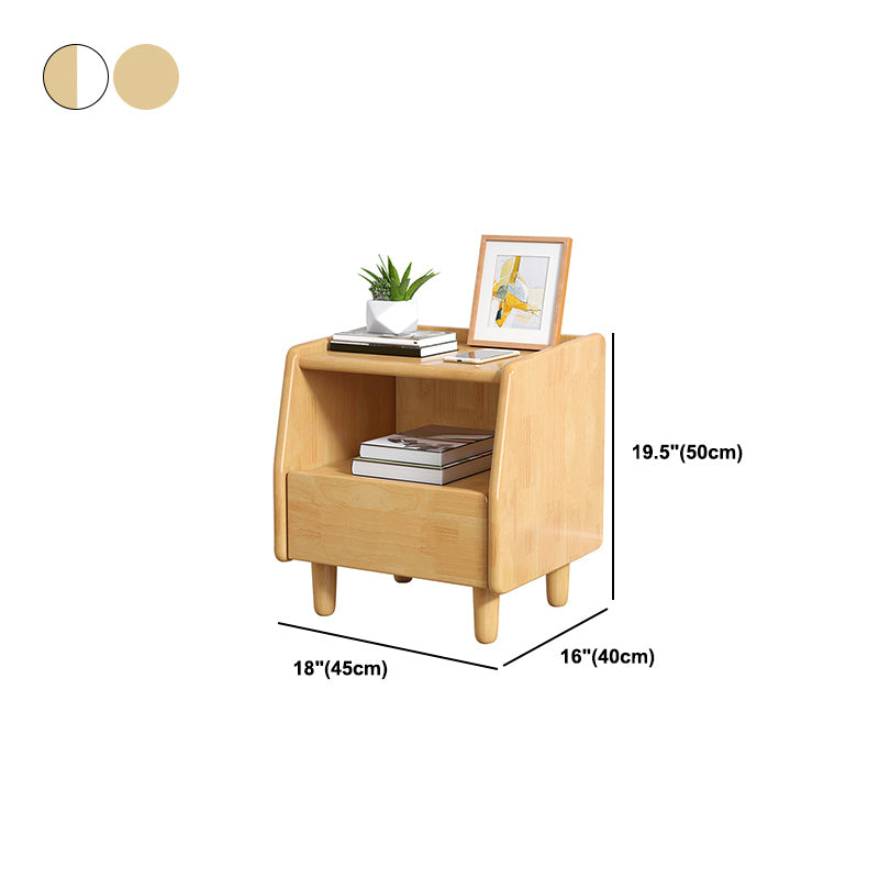 Solid Wood Night Table Modern 20 Inch H 1-Drawer Open Storage Nightstand with Legs Clearhalo 'Bedroom Furniture' 'furn' 'furn_night_stand' 'Furniture' 'night_stand' 'Nightstands' 5592082