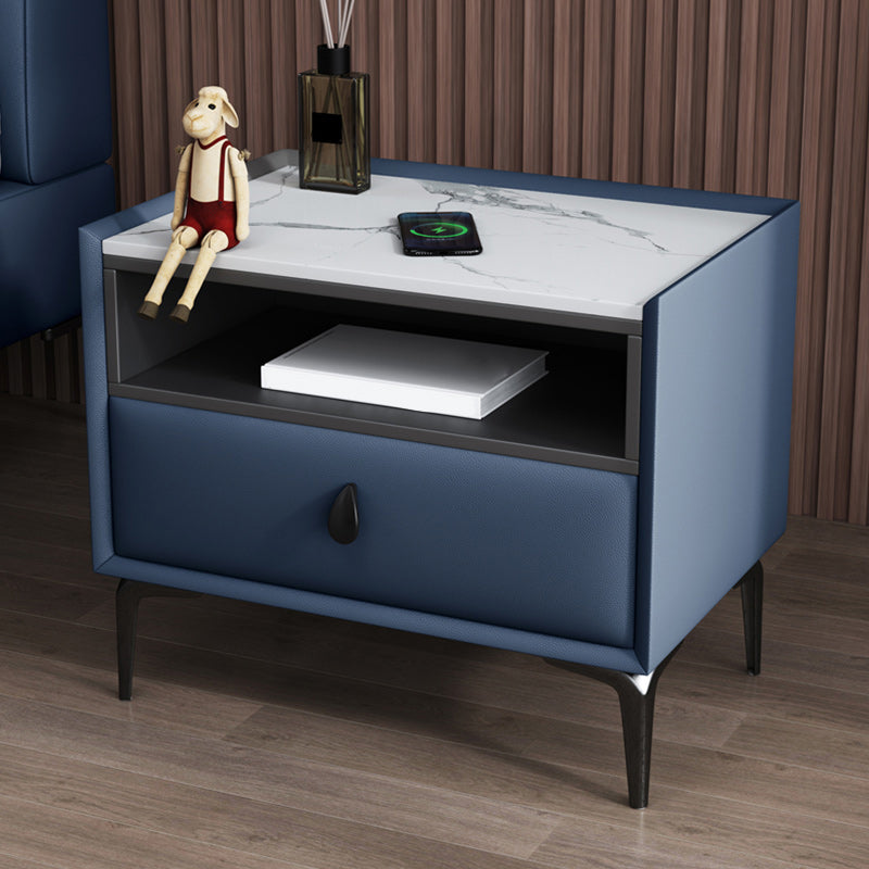 Modern 20 inch H Nightstand Open opbergsteen Top 1-ladjes benen inbegrepen nachttafel