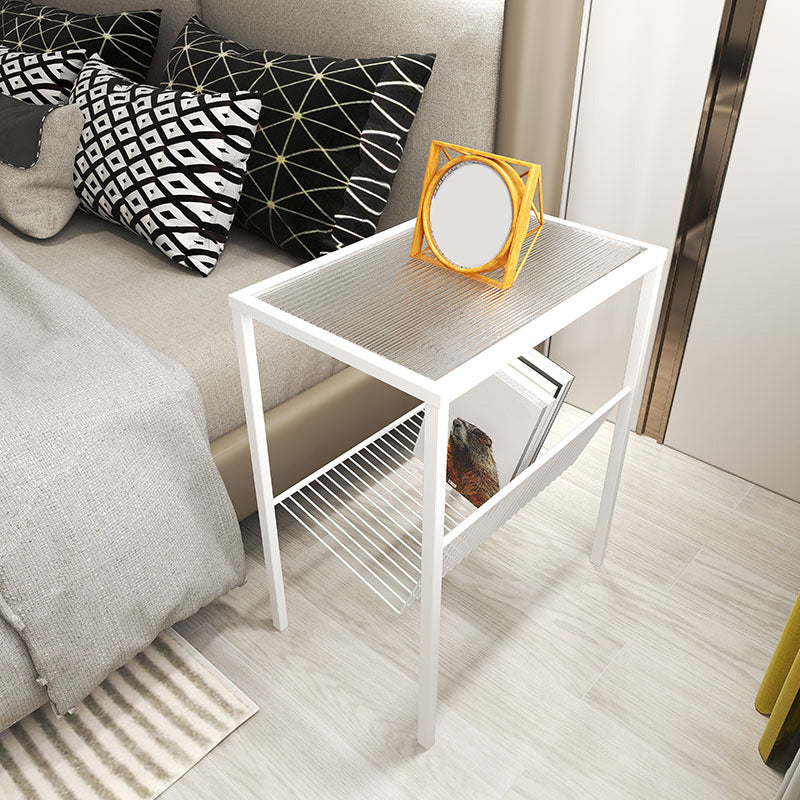 Modern Glass Top Night Table Open Storage 1-Shelf 23 Inch H Nightstand Clearhalo 'Bedroom Furniture' 'furn' 'furn_night_stand' 'Furniture' 'night_stand' 'Nightstands' 5592101
