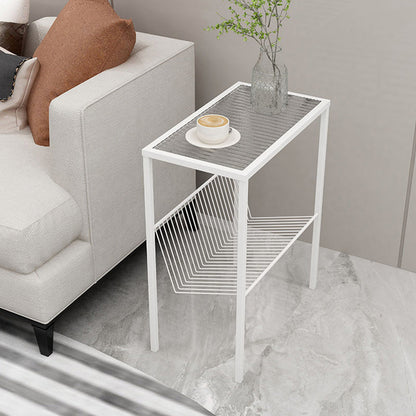 Modern Glass Top Night Table Open Storage 1-Shelf 23 Inch H Nightstand White Clearhalo 'Bedroom Furniture' 'furn' 'furn_night_stand' 'Furniture' 'night_stand' 'Nightstands' 5592102