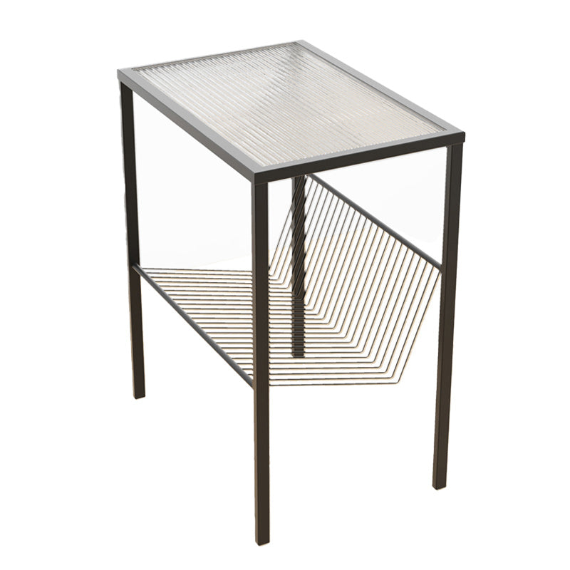 Modern Glass Top Night Table Open Storage 1-Shelf 23 Inch H Nightstand Clearhalo 'Bedroom Furniture' 'furn' 'furn_night_stand' 'Furniture' 'night_stand' 'Nightstands' 5592104