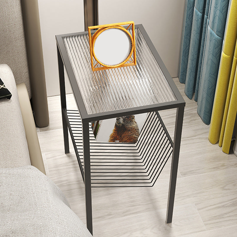 Modern Glass Top Night Table Open Storage 1-Shelf 23 Inch H Nightstand Clearhalo 'Bedroom Furniture' 'furn' 'furn_night_stand' 'Furniture' 'night_stand' 'Nightstands' 5592109