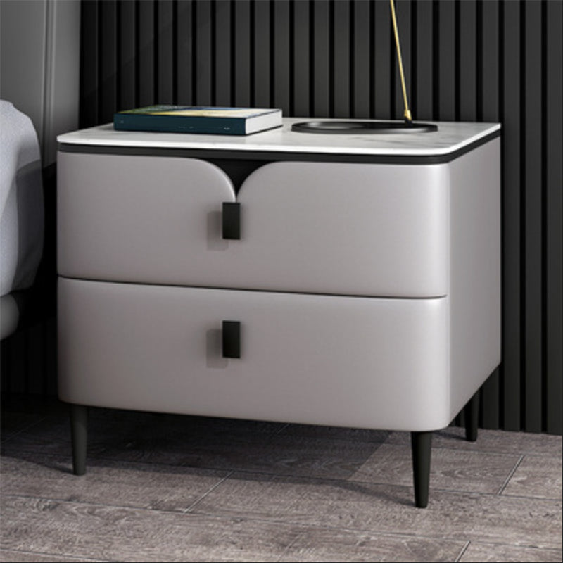 Modern Stone Top Top a 2-Drawer Storage da 18 pollici H Tavolo da notte con gambe