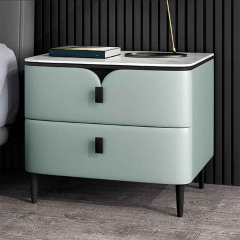 Modern Stone Top Top a 2-Drawer Storage da 18 pollici H Tavolo da notte con gambe