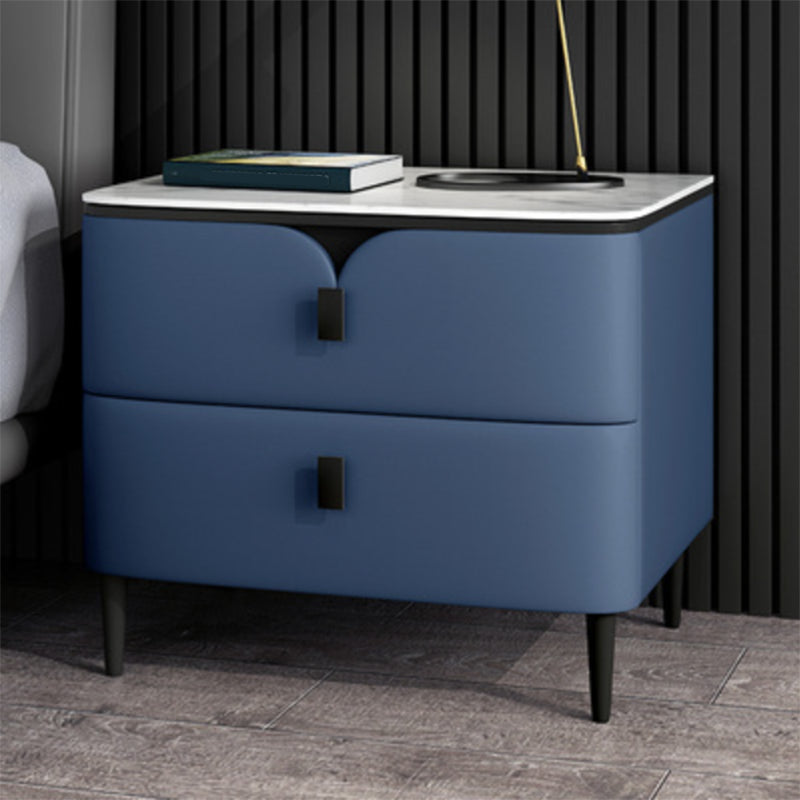 Modern Stone Top Top a 2-Drawer Storage da 18 pollici H Tavolo da notte con gambe