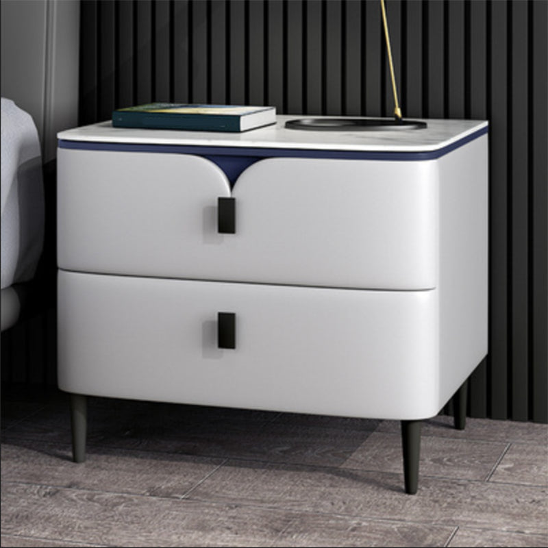 Modern Stone Top Top a 2-Drawer Storage da 18 pollici H Tavolo da notte con gambe