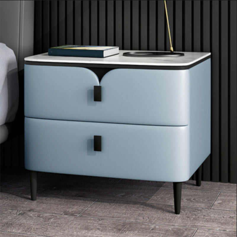 Modern Stone Top Top a 2-Drawer Storage da 18 pollici H Tavolo da notte con gambe