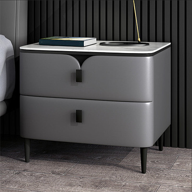 Modern Stone Top Top a 2-Drawer Storage da 18 pollici H Tavolo da notte con gambe