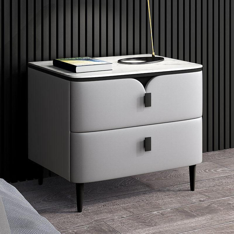 Modern Stone Top Top a 2-Drawer Storage da 18 pollici H Tavolo da notte con gambe