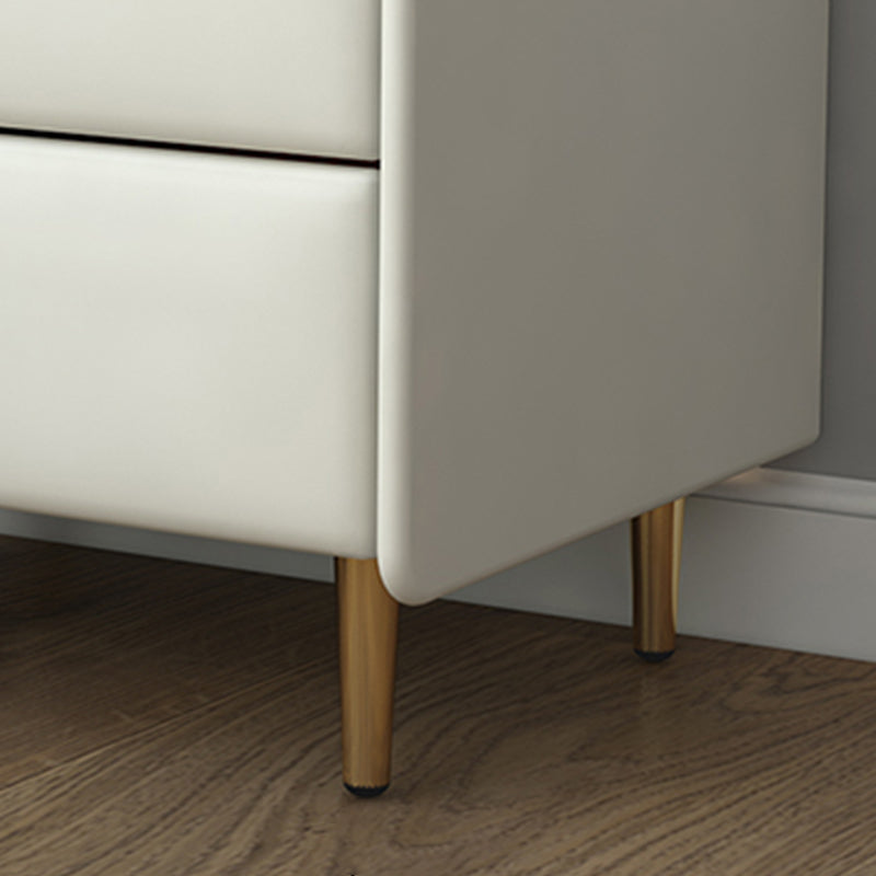 19 inch lang nachtkastje glamour 2-laden stenen top faux lederen nachttafel