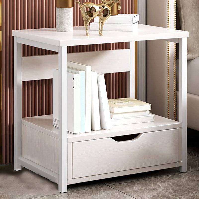 Modern Drawer Storage Nightstand 20 Inch H Imitation Wood Shelf Included Night Table White 1 Clearhalo 'Bedroom Furniture' 'furn' 'furn_night_stand' 'Furniture' 'night_stand' 'Nightstands' 5592182